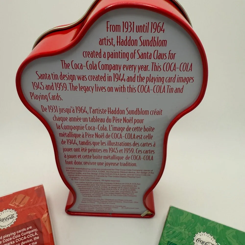 Coca‎ Cola Santa Playing Cards Tin Set Vintage Christmas Holiday Collectible